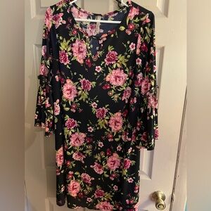Floral Dress with Bell Sleeve
